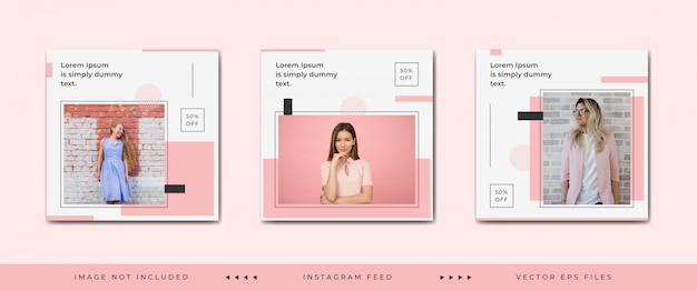 fashion social media post template or square banner collection