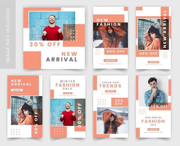 Fashion social media post template or square banner collection