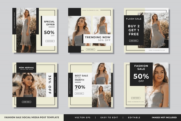 Vector fashion social media post template