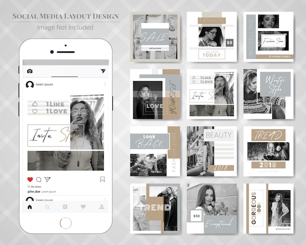 ファッションソーシャルメディアの投稿テンプレート