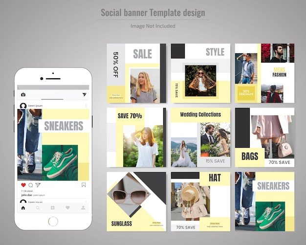ファッションソーシャルメディアの投稿テンプレート