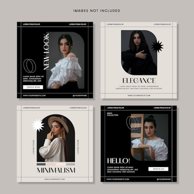 Vector fashion social media post templates eps