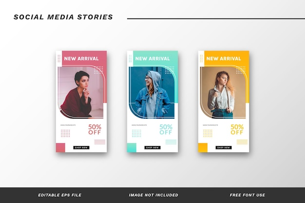 Vector fashion social media stories template set