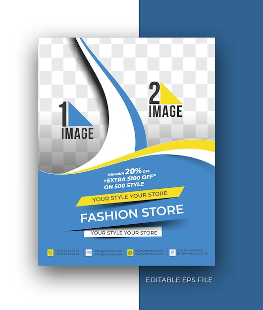 Vector fashion store a4 business brochure flyer poster design template.