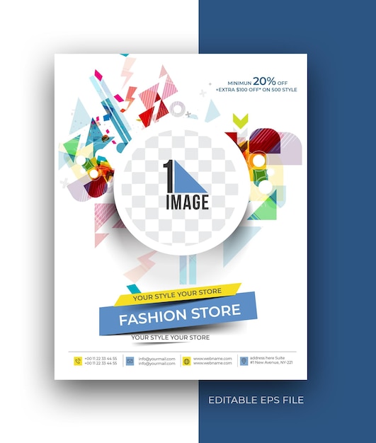 Vector fashion store a4 business brochure flyer poster design template.