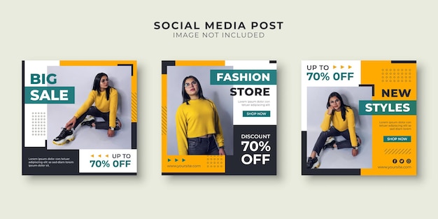 Modello di banner per la promozione dei social media del negozio di moda