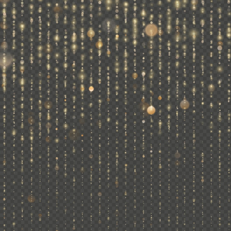 Vector fashion strass drops with shiny sequins. sparkling of shimmering light blurs. christmas and new year effect. gold particles lines rain. overlay transparent glitter threads of curtain .