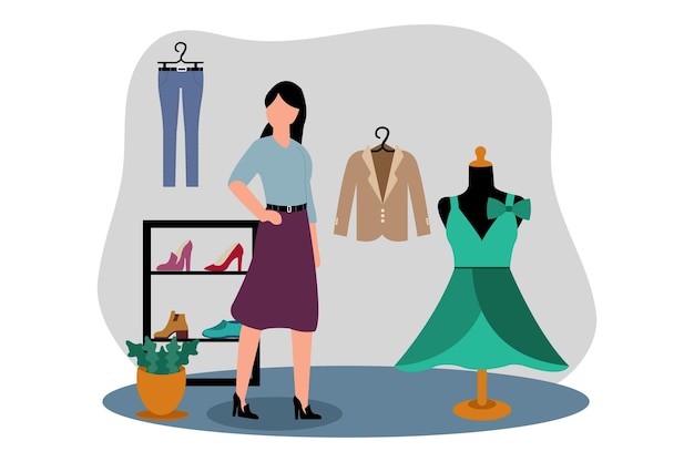 Fashion Style Flat Illustration Design