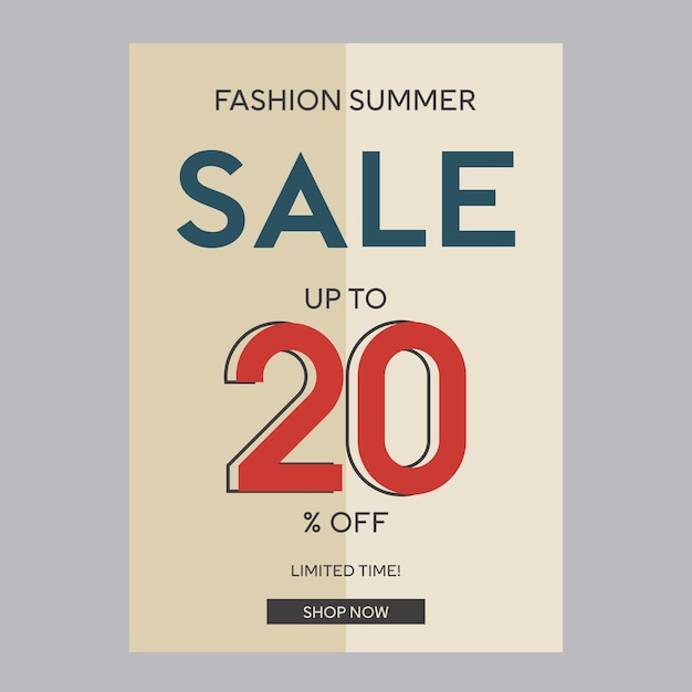 Poster promozionale con sconto 20 di sconto sui saldi estivi di moda