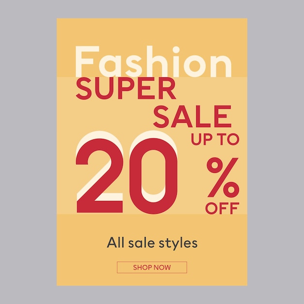 Fashion super sale 20 off discount promotion poster