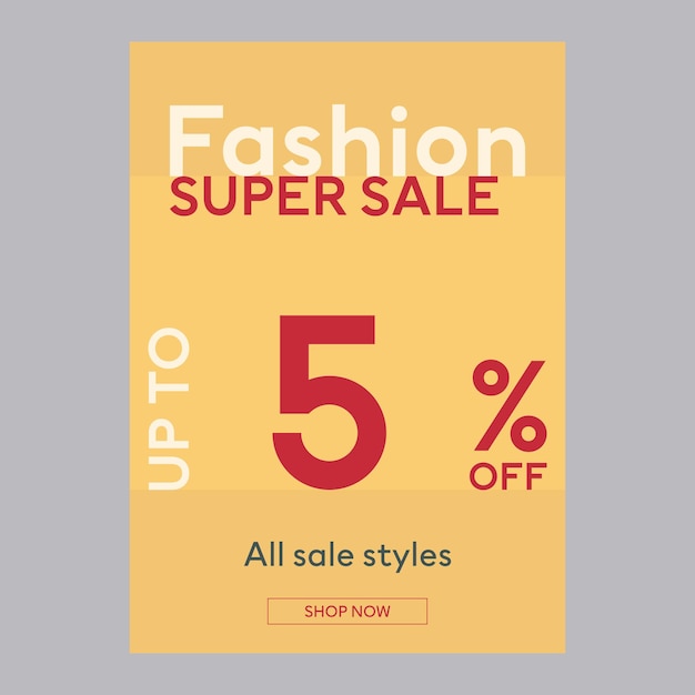 Fashion super sale 5 percent off discount promotion poster