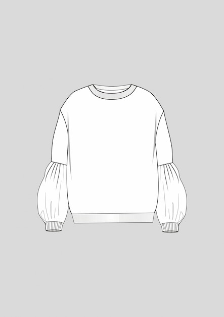 Fashion sweatshirt technical drawing 