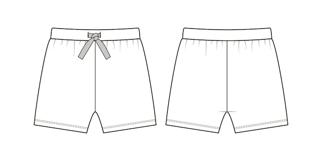 Fashion technical drawing of jersey shorts