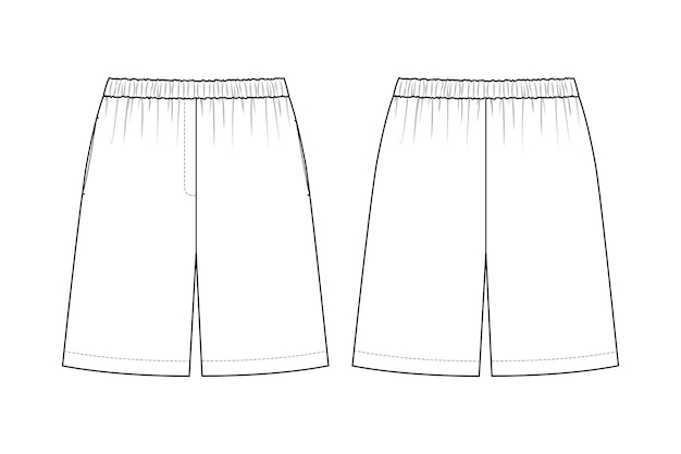 Vector fashion technical drawing of pajama shorts