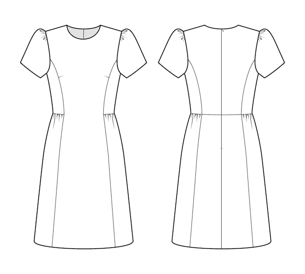 Fashion technical drawing of short sleeves