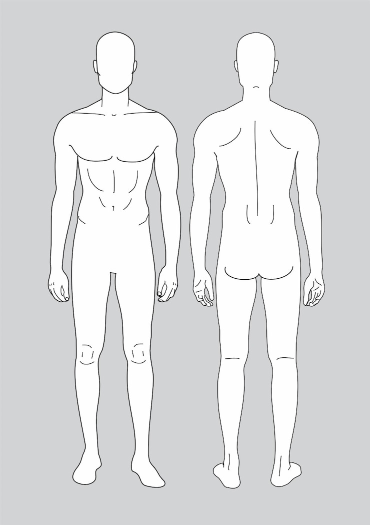 Vector fashion template of man 9 head size for technical drawing man fashion figure