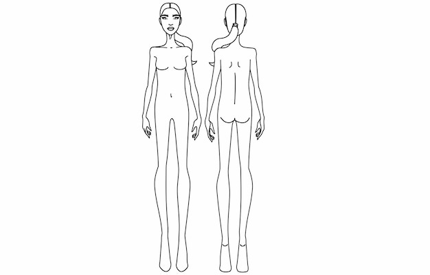 Premium Vector | Fashion Template Of Women In Different Poses 9 Head Size  For Technical Drawing