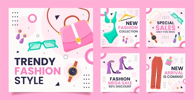 Premium Vector | Fashion trends instagram posts template