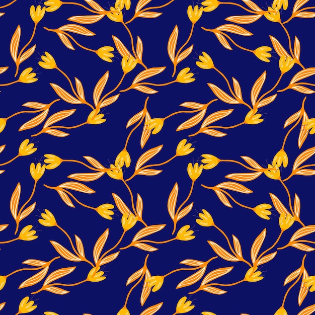 Fashion tulip flower seamless pattern on blue background. Wildflower botanical design. Decorative floral ornament wallpaper. For fabric design, textile print, wrapping, cover.