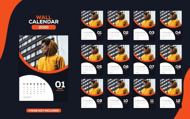 Vector fashion wall calendar 2020 template