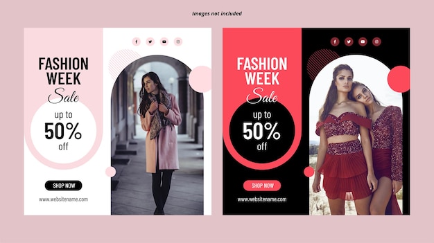Modello di banner per social media quadrato vendita settimana della moda