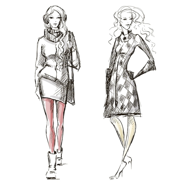 Vector fashion winter style sketch vector image