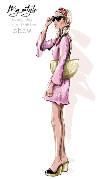 Vector fashion woman in dress