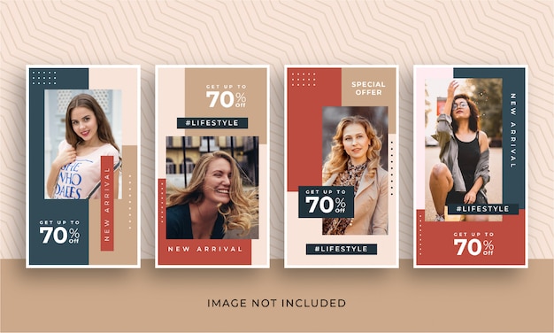 Vector fashion woman instagram stories template sales