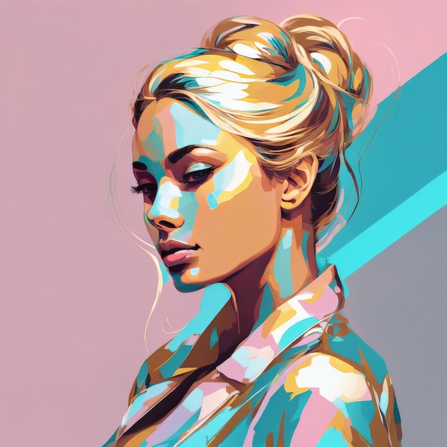 Vector fashion woman in pink color