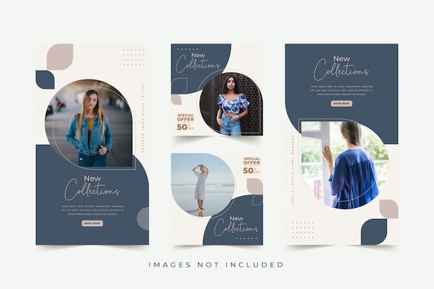 Fashion woman social media template with colorful background