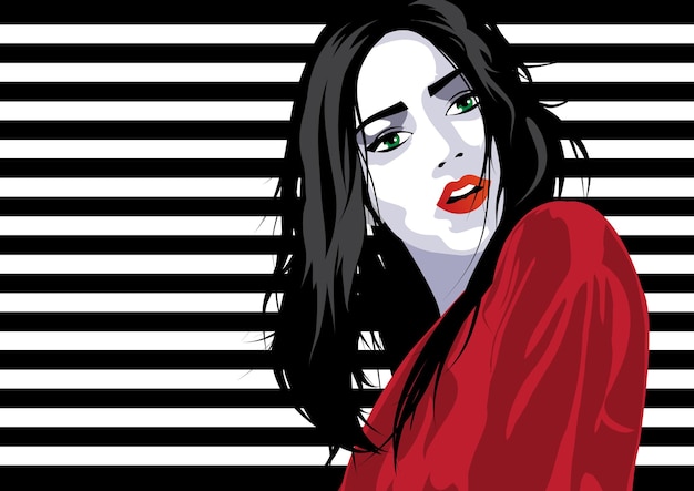 Vector fashion woman in style pop art.   illustration