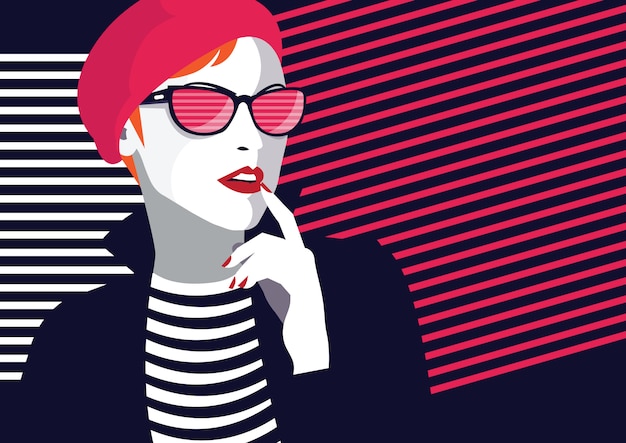 Vector fashion woman in style pop art.