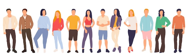 Fashion women and men in flat style isolated vector