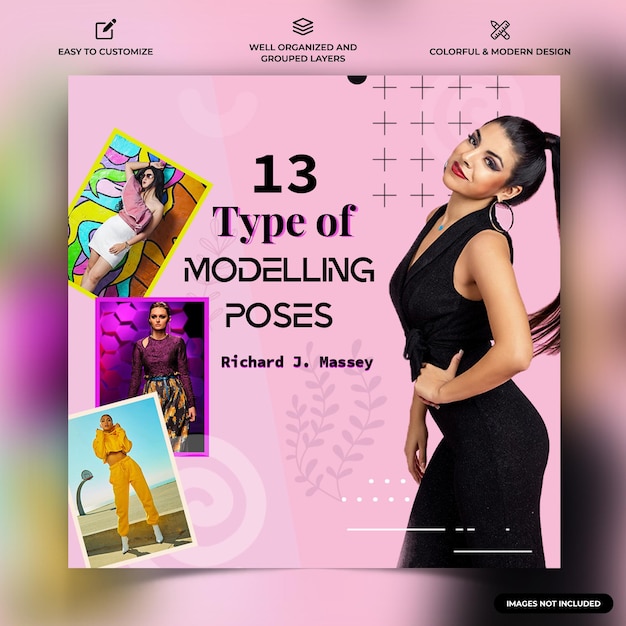 Fashion Women and Men Instagram social media post web banner template vector premium