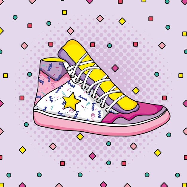 Vector fashion women shoes pop art