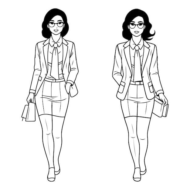 Fashion women sketch in vector format Easy to edit and recolor