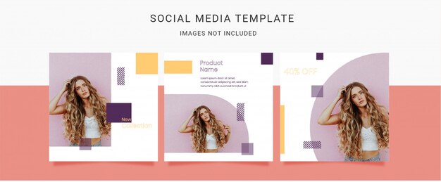 fashion women with geometric shape elements. social media template