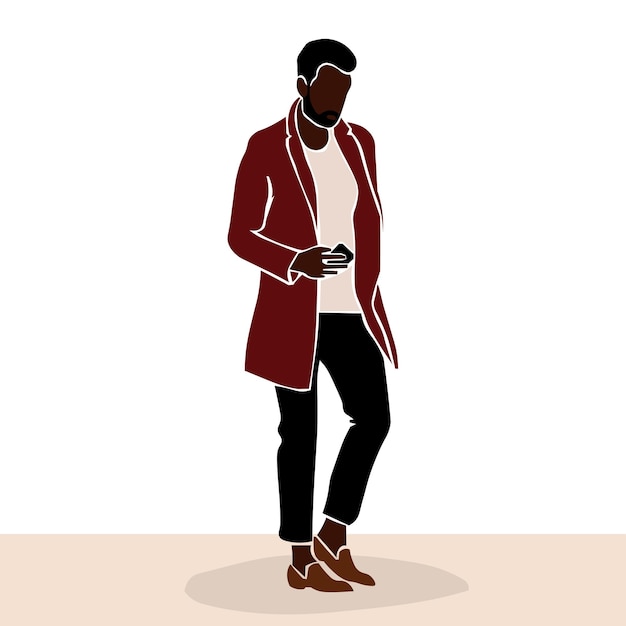 Fashionable black businessman in elegant line art style vector abstract