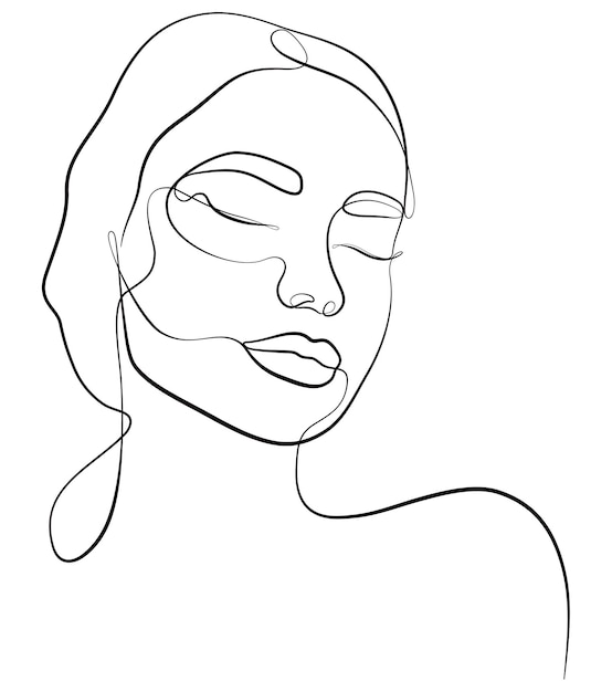 Fashionable illustration for cosmetics Continuous line Art Fashionable minimal print