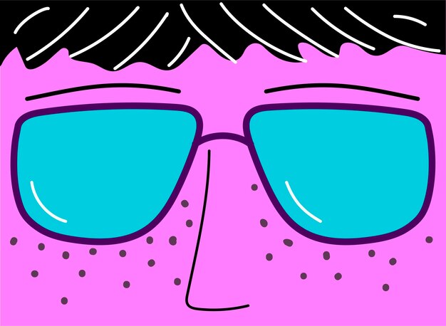 A fashionable illustration with a face in glasses