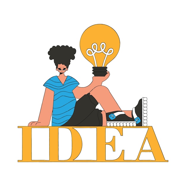 Fashionable man holding a light bulb Idea theme