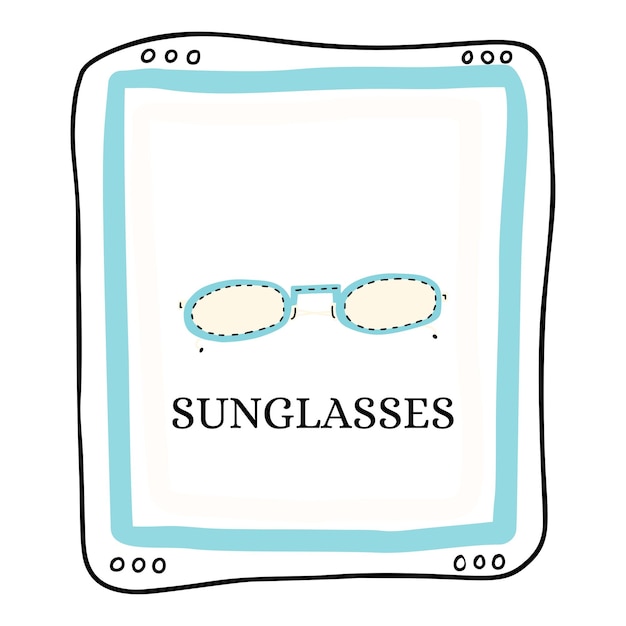 太陽から目を守る夏のおしゃれなサングラスはがきのプリントに