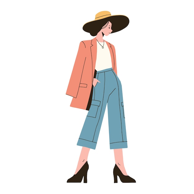 Fashionable woman in trendy clothes