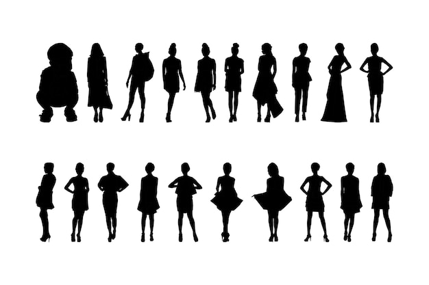 Vector fashionable womens activity silhouette, high resolution, and realistic.