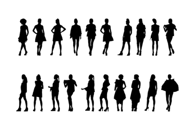 Vector fashionable womens activity silhouette, high resolution, and realistic.