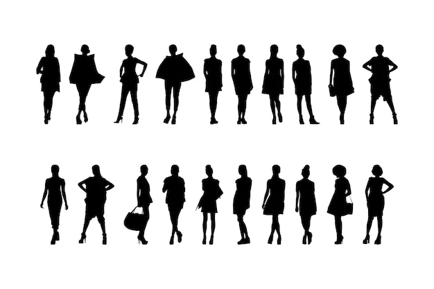 Silhouette da donna alla moda, alta risoluzione e realistica.