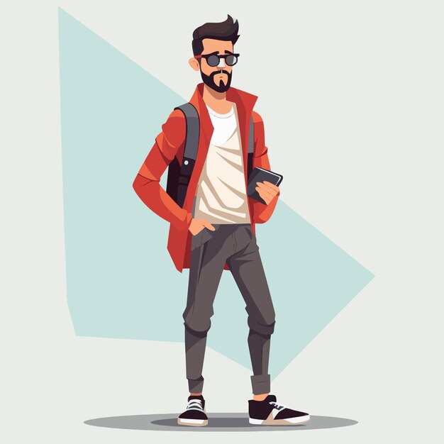 Vector fashionista character flaunting trendy clothing with confidence