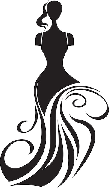 Fashionistas Essential Vector Vrouwen jurk ontwerper Elegantie Iconische zwarte jurk embleem