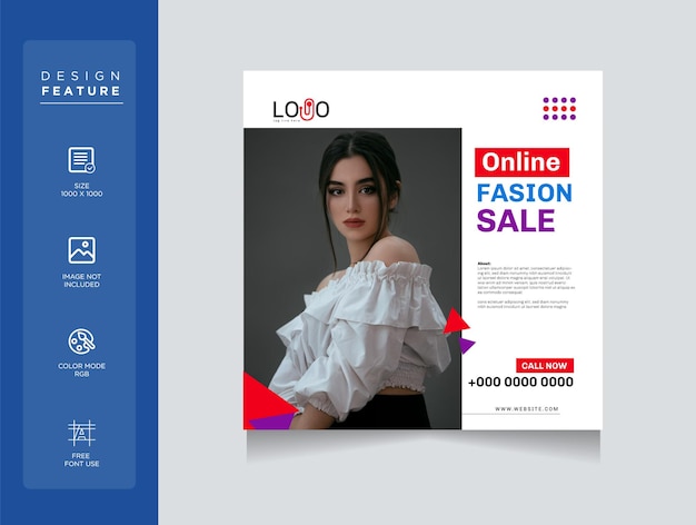 Fasion sale post template for social media feed premium vector