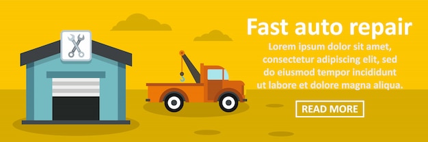 Fast auto repair banner horizontal concept